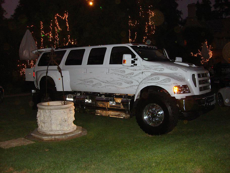 White flames six door Ford F650 at Playboy Mansion