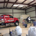 Red Jack Links Supertruck- exterior in the shop