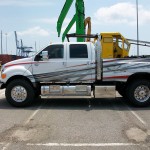 White, gray, black F650 Super Truck side view exterior